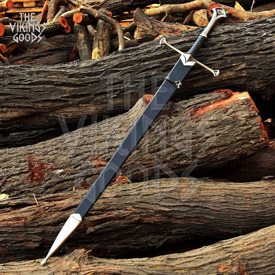 Narsil sword, LOTR sword, stainless steel sword, Aragorn Andúril, fantasy sword, King Elendil sword, Andúril replica, movie prop sword, cosplay sword, Lord of the Rings weapon, medieval sword, display sword, collector sword, sword with wall mount, handmade fantasy blade, leather scabbard sword, engraved Elvish sword, gift for Tolkien fan, high fantasy decor, elven sword replica
