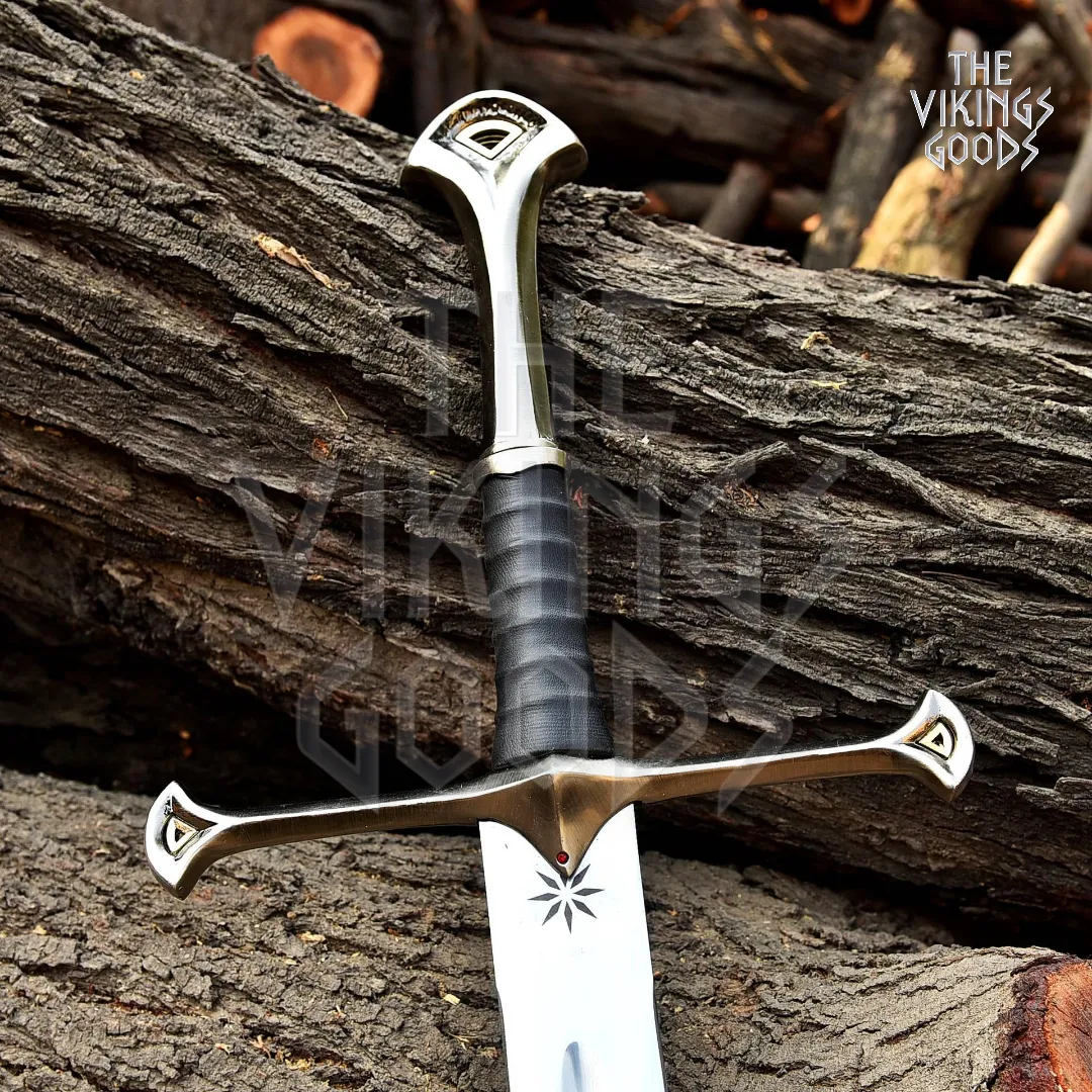 Narsil sword, LOTR sword, stainless steel sword, Aragorn Andúril, fantasy sword, King Elendil sword, Andúril replica, movie prop sword, cosplay sword, Lord of the Rings weapon, medieval sword, display sword, collector sword, sword with wall mount, handmade fantasy blade, leather scabbard sword, engraved Elvish sword, gift for Tolkien fan, high fantasy decor, elven sword replica